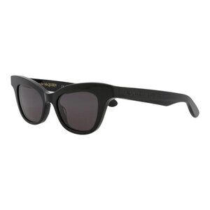 Alexander McQueen Womens Cat Eye Black Black Grey Fashion Designer Eyewear